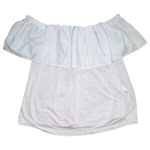 French Connection Off The Shoulder Light Weight Ruffled Blouse-Gray-Size Small-G